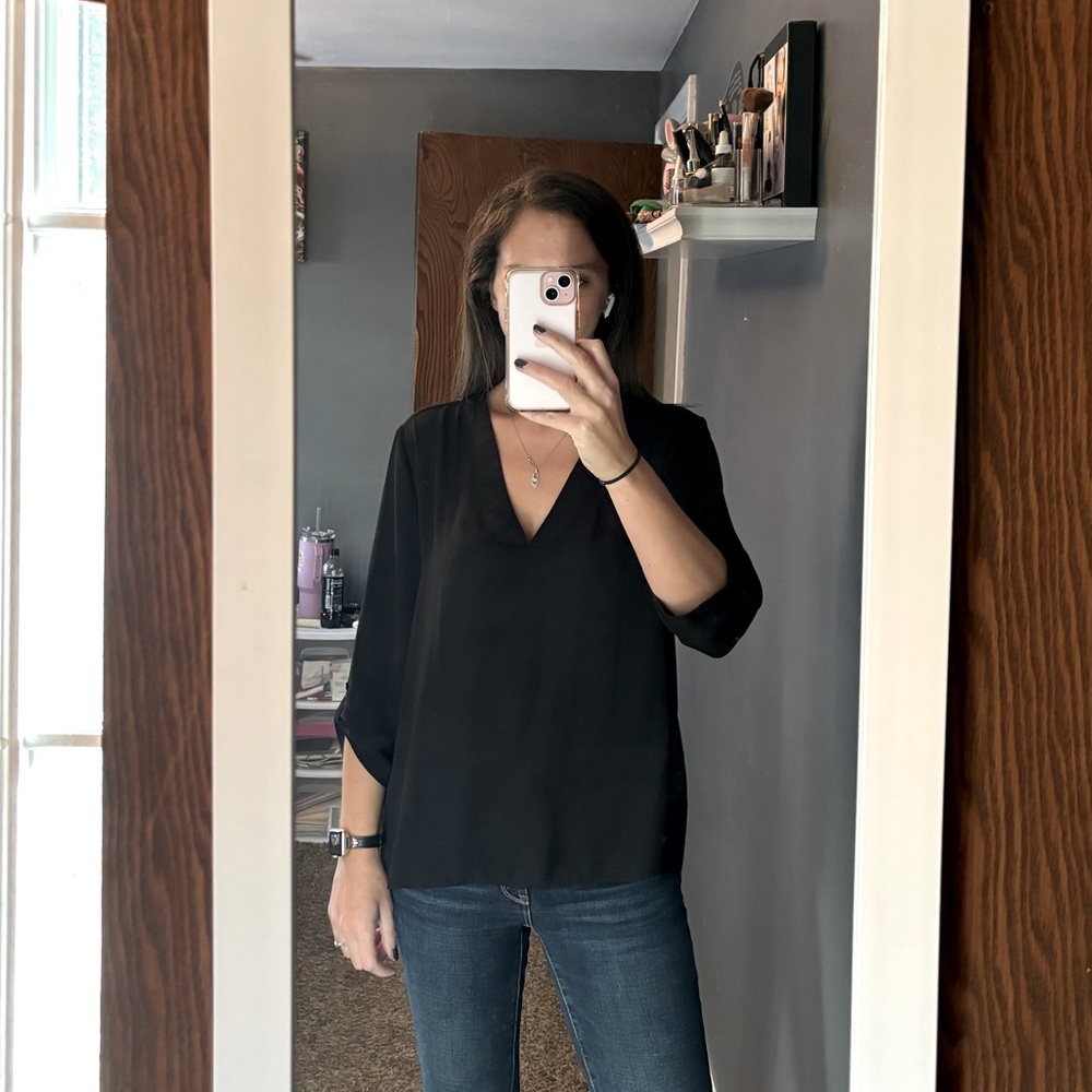 Women’s express black dress shirt 3/4 sleeve